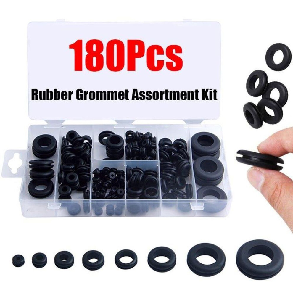 (180Pcs) 180pcs Rubber Grommet Assortment Kit Rubber Hole Grommet O Ring Washer Set Rubber Wire Grommets| 1/4", 5/16", 3/8", 7/16", 1/2&quo