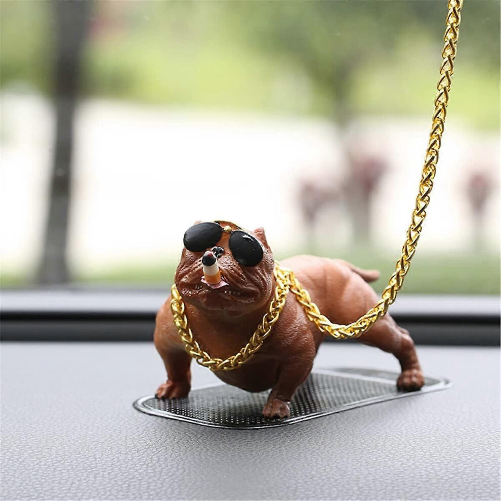 (As Show, One Size) Car Decoration Ornaments Cool Dog Dashboard Bully Puppy Figurine(Brown) Brown 5093442616712