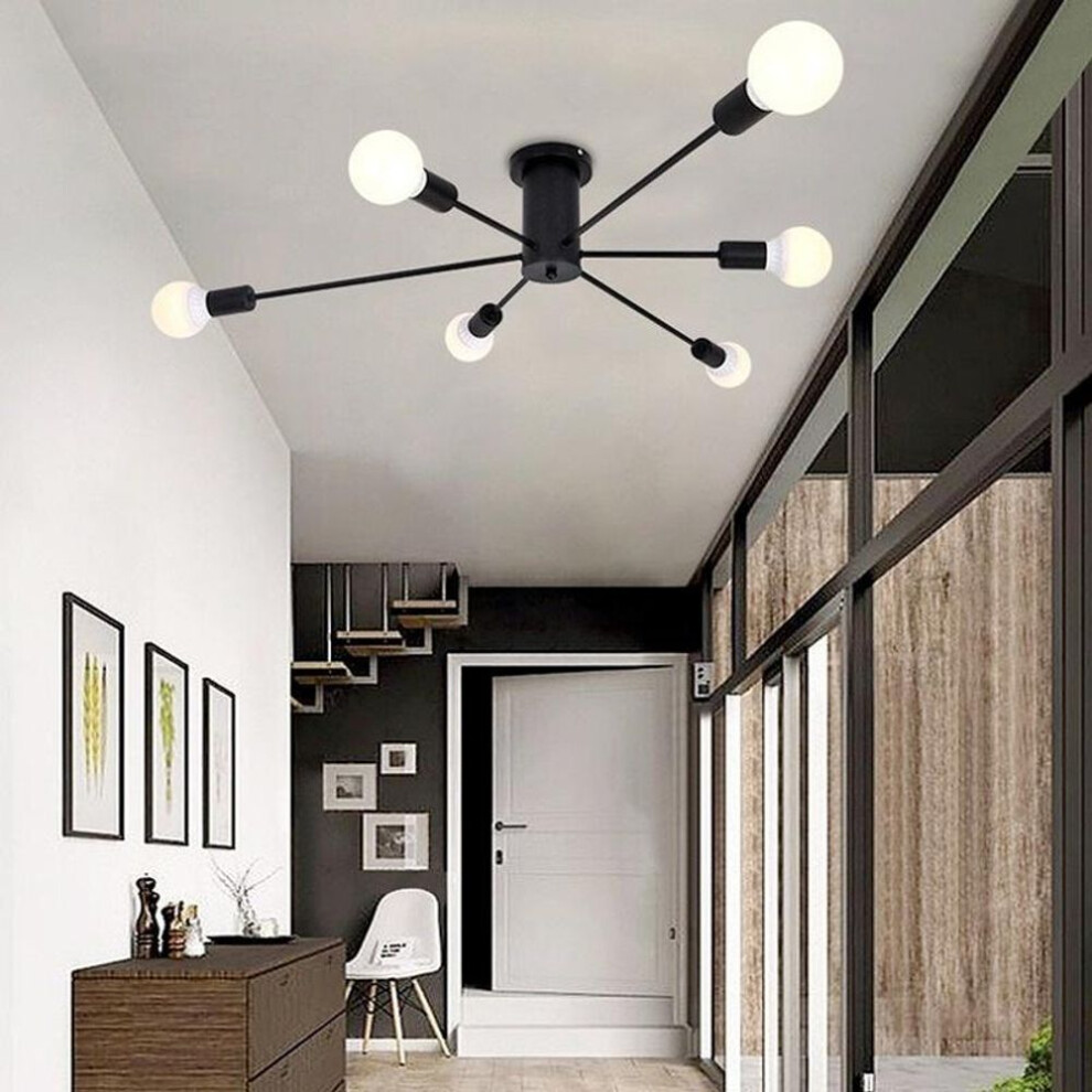 (black, 6 heads) 6/8/10 Head Multi-pole Ceiling Light Retro Industrial Loft Nordic Dome Light Home Decoration Lighting (bulb Not Included)