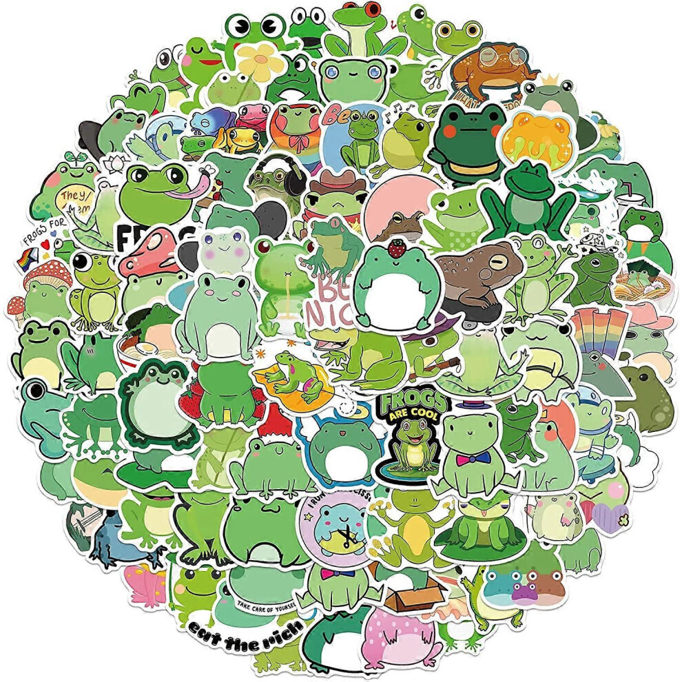 Konhill (As Show, One Size) 100Pcs Cute Frog Stickers Animal Waterproof Vinyl For Water Bottle Laptop Skateboard Scrapbook Hydroflask Party Decorations