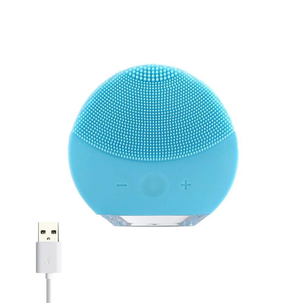 (blue) Electric Face Washers Waterproof Silicone Facial Cleansing Deep Pore Skin Massager Blackhead Remover Women Beauty Care Tool