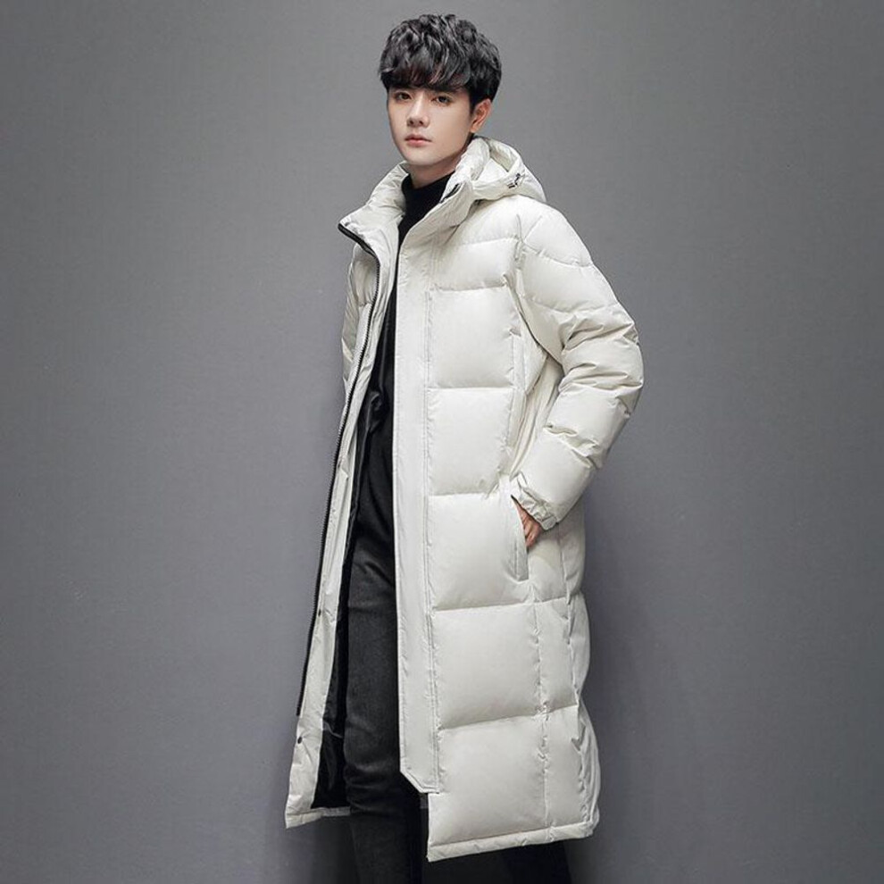 (white, M) Hooded Coat Women's Winter Warm Thickened Long Down Jacket Winter Ladies Down Jacket Couples Men's and Women's Parka Quilting