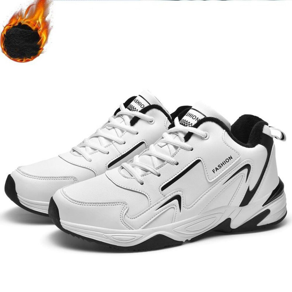 (white, 45) 35-48 Men&apos;s Large Size Sports Casual Rubber Soft Bottom Plus Velvet Warm Men&apos;s And Female Jogging Jogging, Fitness Shoes Leather Basketball