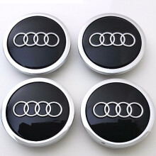 (Black)Für Audi Radmittelkappen Autoemblem Abzeichen Logo Abdeckung Nabe Grau 69mm 4er Set