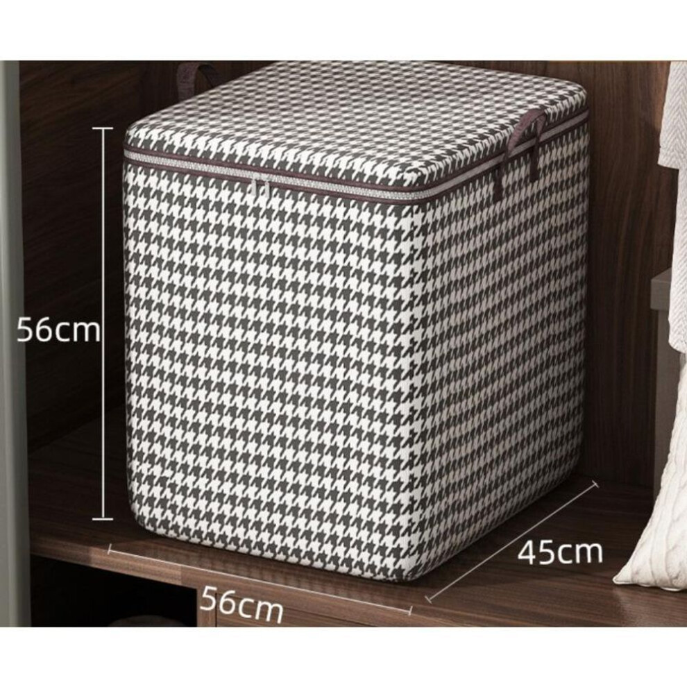 (grey, 140L) Houndstooth Storage Boxes, Clothes Blanket Storage Bags, Storage Containers With Handles, Closet Organizers