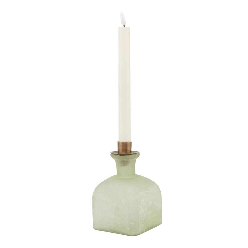 Hill Interiors (15Cm X 10Cm X 10Cm, Sage) Smoked Sage & Aged Brass Candle Holder Vase