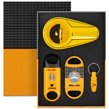 (yellow) Cigar cutter tool set cigarette cutter ceramic ashtray multifunctional cigarette accessories