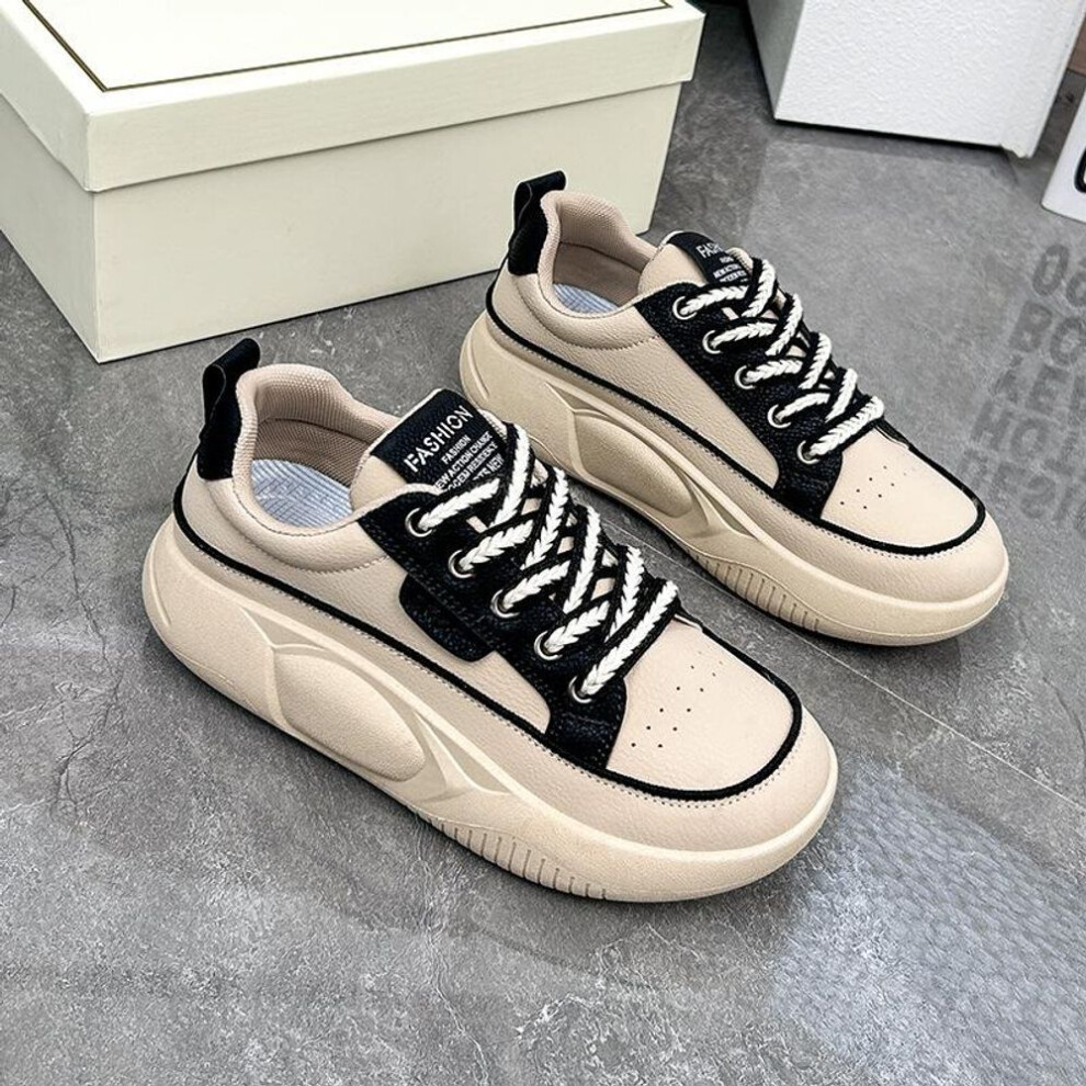 (black, 37) Women&apos;s Fashion Platform Sneakers Comfortable Casual Skateboarding Walking Shoes Faux Leather Running Shoes Lightweight Flat Sports Shoes For Wom