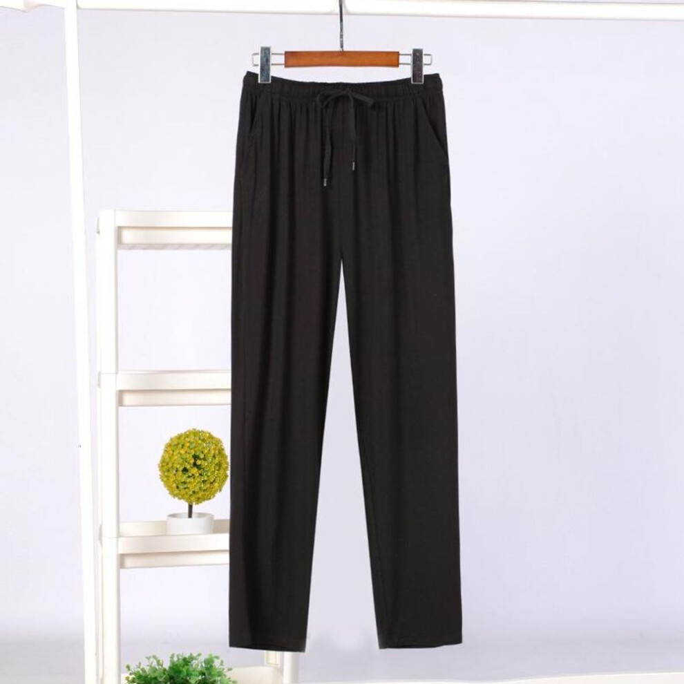 (L, black) Men&apos;s Pajama Pants Soft Lounge Pants Athletic Drawstring Stretchy Sleep Pants Loose Yoga Sweatpants With Pockets Breathable Casual Home Pants For
