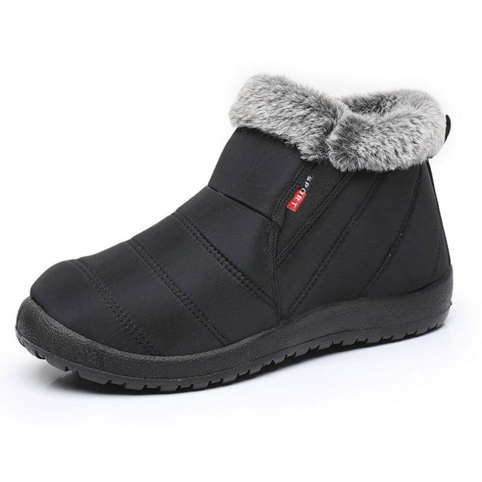 (black, 37) Women&apos;s Winter Warm Snow Boots Lightweight Ankle Booties With Faux Fur Lined Casual Non-Slip Waterproof Fleece Lined Short Boots Shoes for Female