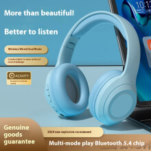 (Blue) 2025 popular wireless Bluetooth headset headset e-sports running game sports bass noise reduction mobile phone universal