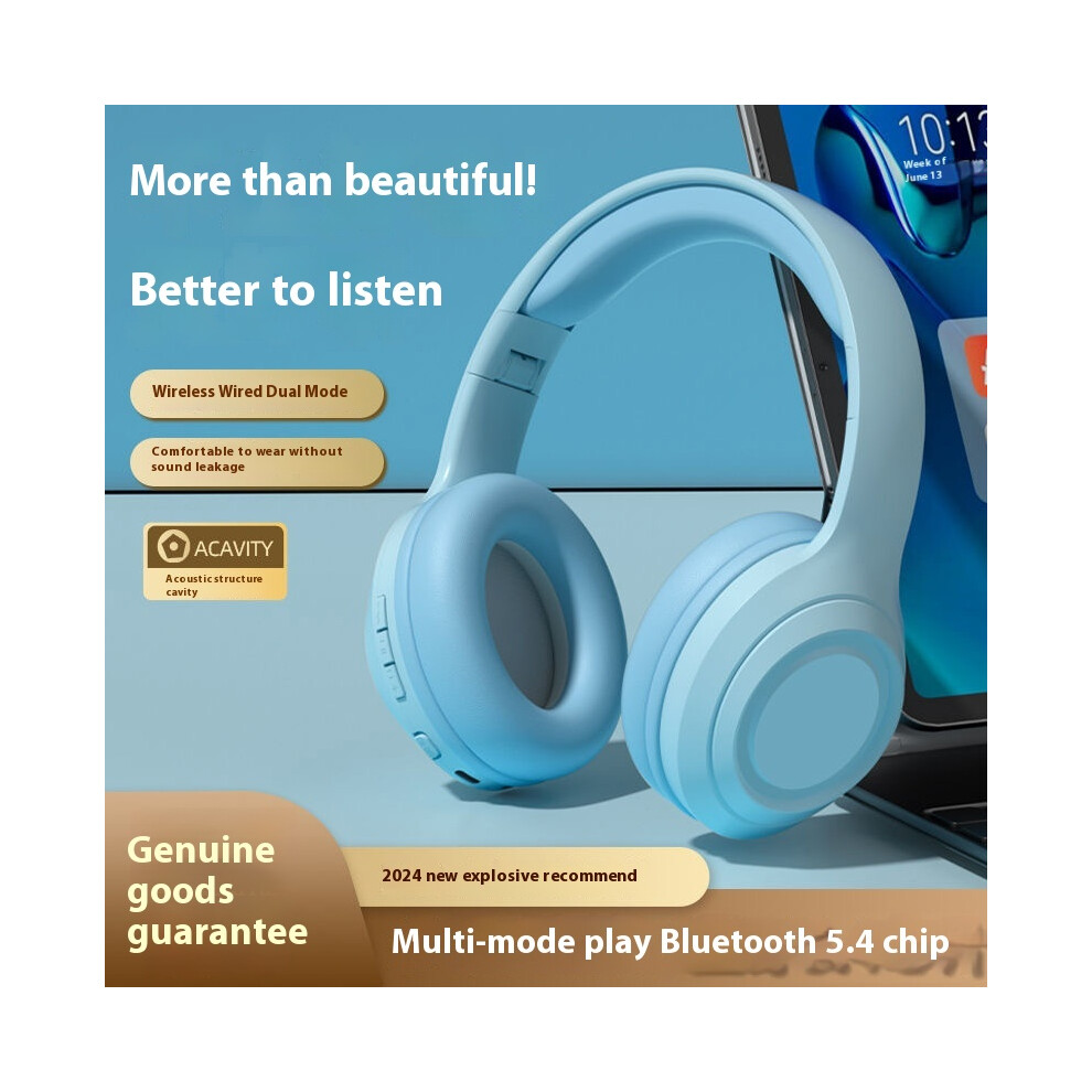 (Blue) 2025 popular wireless Bluetooth headset headset e-sports running game sports bass noise reduction mobile phone universal-image-OPC-PG8XTZR-NEW