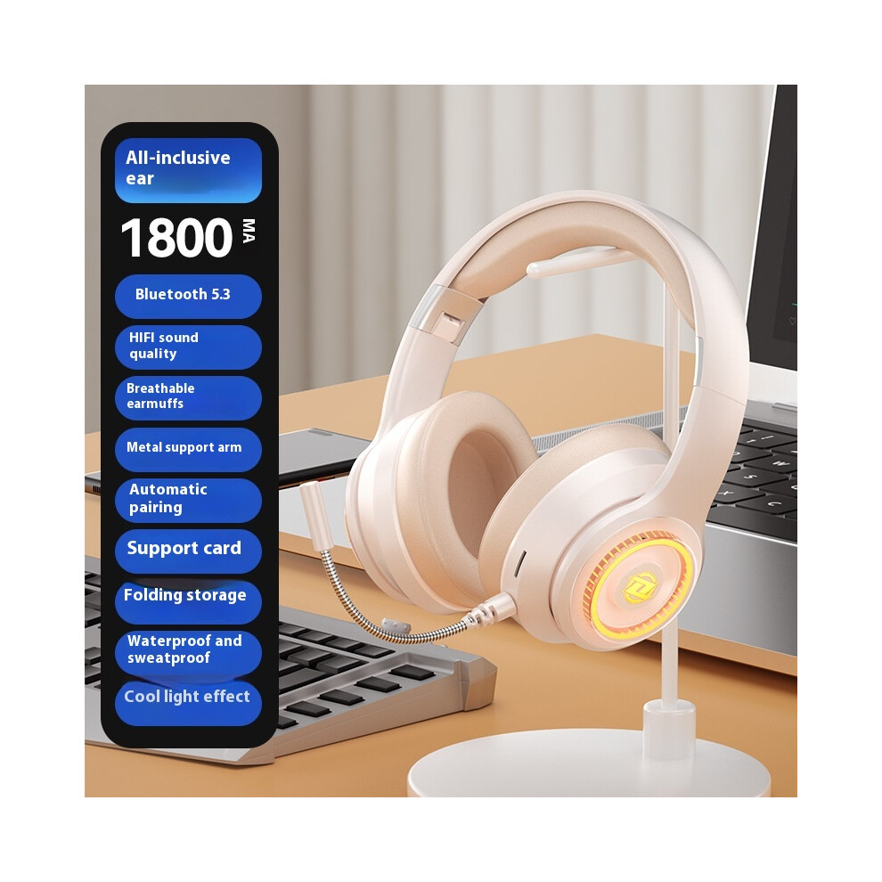 (Off ) 2025 Internet Celebrity Hot Model Bluetooth Headset Headset Wireless Bass E-Sports Game Mobile Phone Universal White 6921541494063