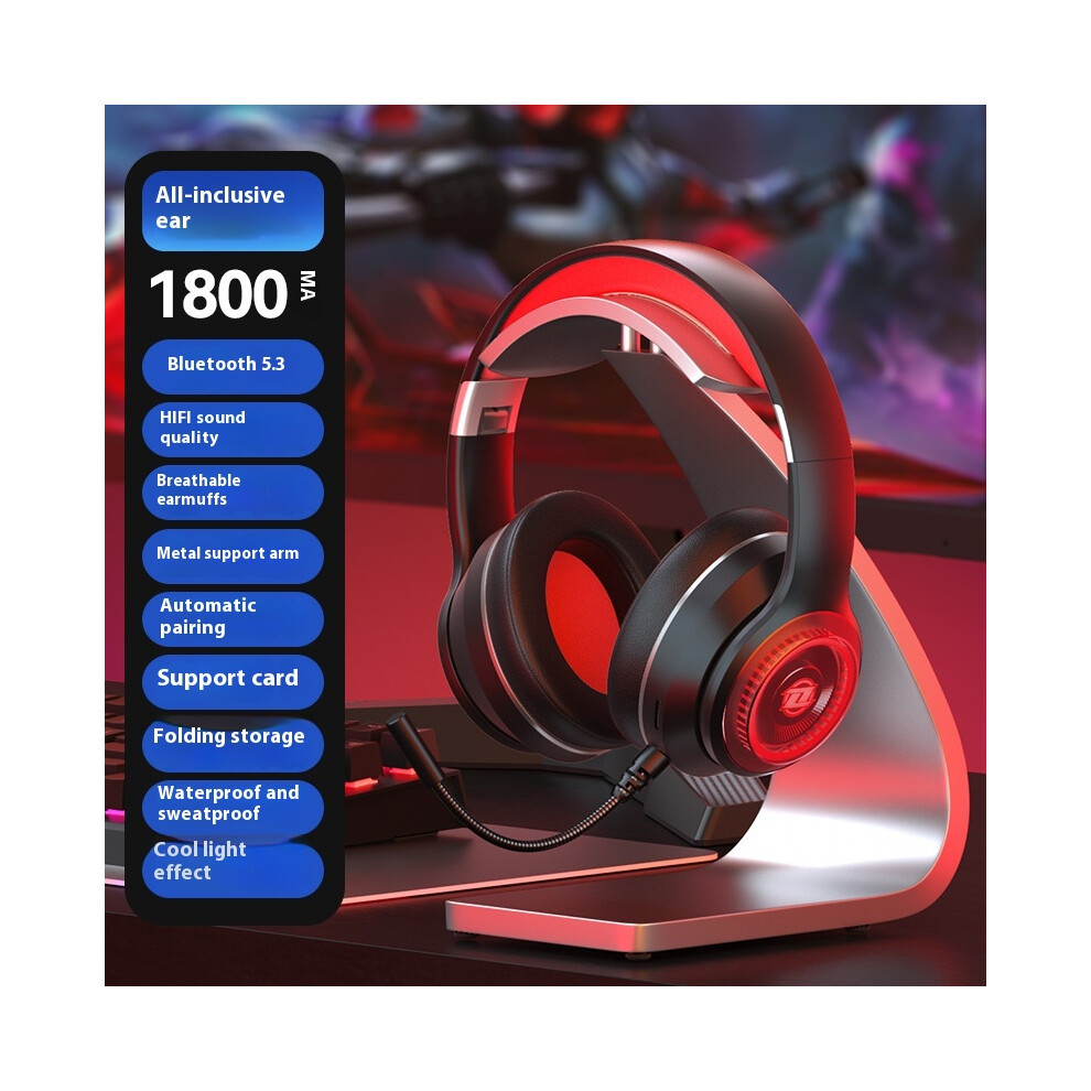(Red) 2025 Internet Celebrity Hot Model Bluetooth Headset Headset Wireless Bass E-Sports Game Mobile Phone Universal Red 6921541494032