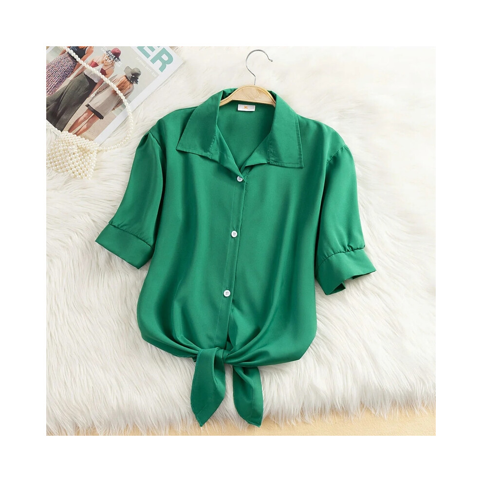 (green, S) New Womens Tops Fashion Women Summer Chiffon Blouse Short Sleeve Casual Shirt White Ropa Mujer Blusas Feminino