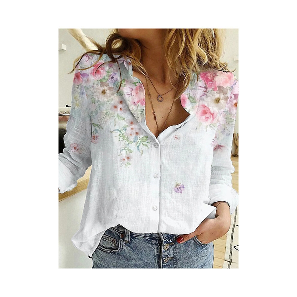Maxpower (White, Xxl) Temperament Loose Blouse Fashion Casual Woman Shirt Elegant Long Sleeve Shirt Woman Holiday Weekend Top