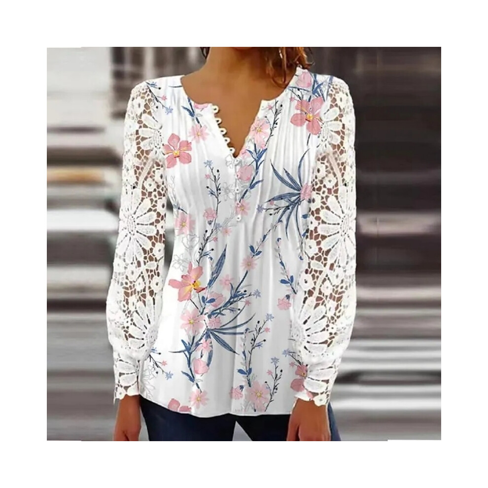 Maxpower (Pink, Xxxl) New Elegant Loose Shirt Woman Temperament Casual Shirt Women Long Sleeve Printed Woman Shirt Weekend