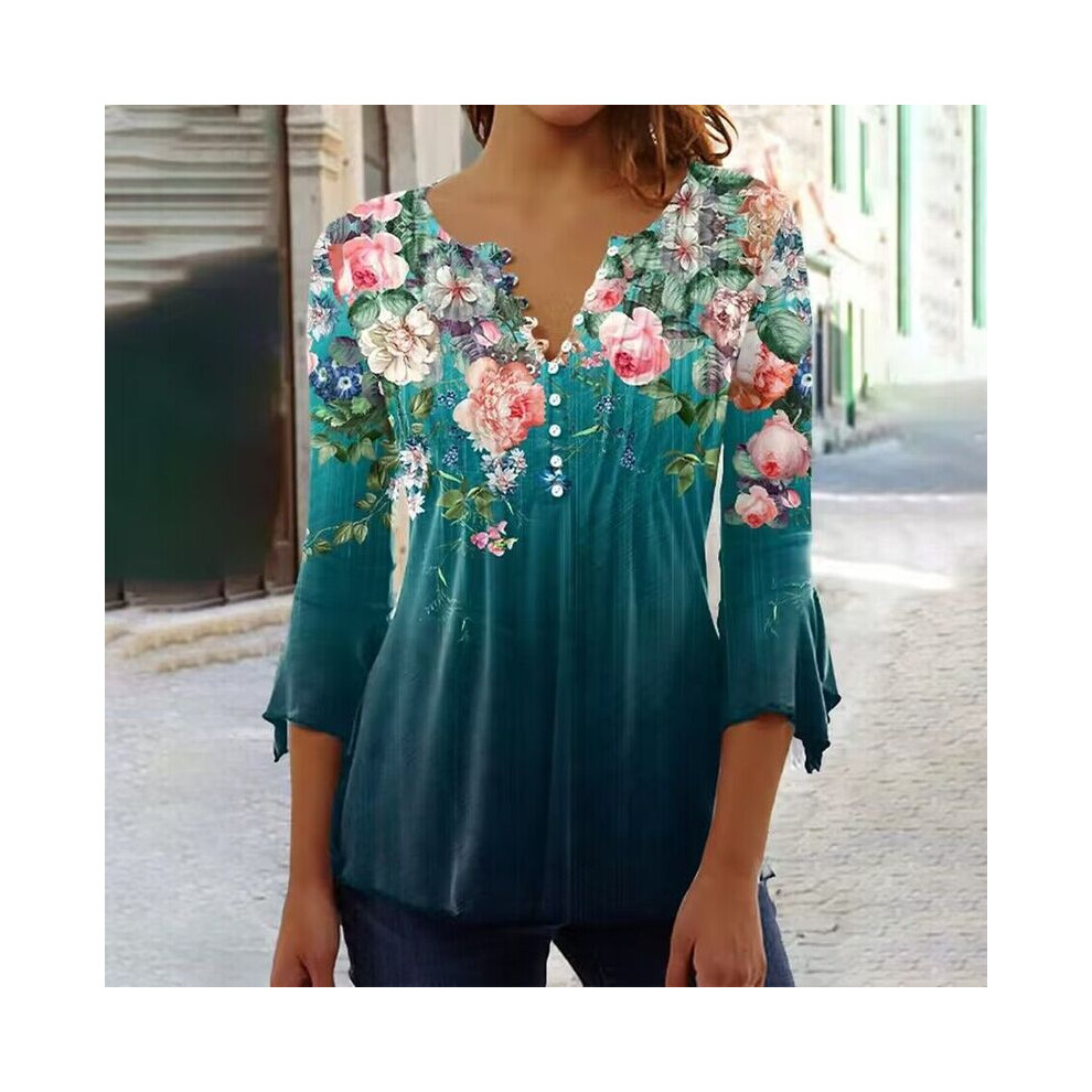 Maxpower (Dark Green, 5XL) Temperament Women Shirt Casual Weekend Holiday Shirt Women Long Sleeves Loose Elegant Shirt Women Top