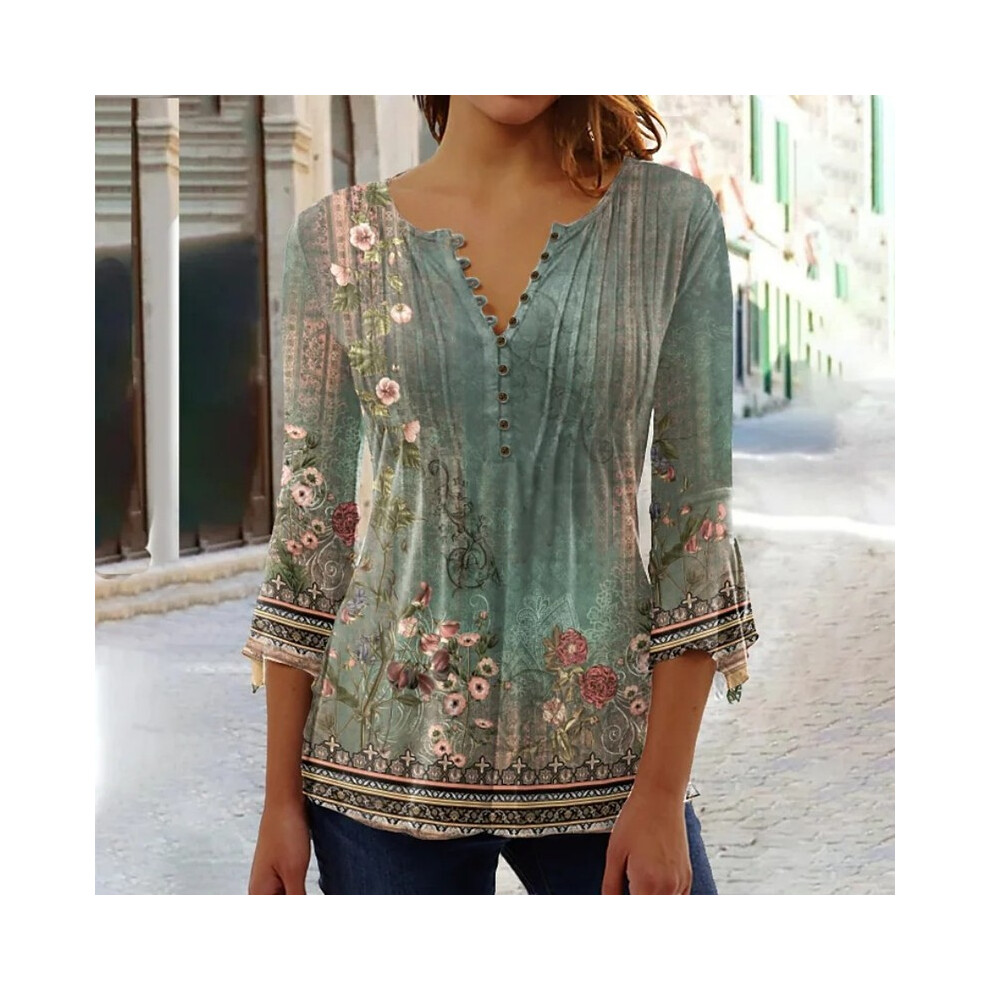 Maxpower (Green, 4XL) Temperament Women Shirt Casual Weekend Holiday Shirt Women Long Sleeves Loose Elegant Shirt Women Top