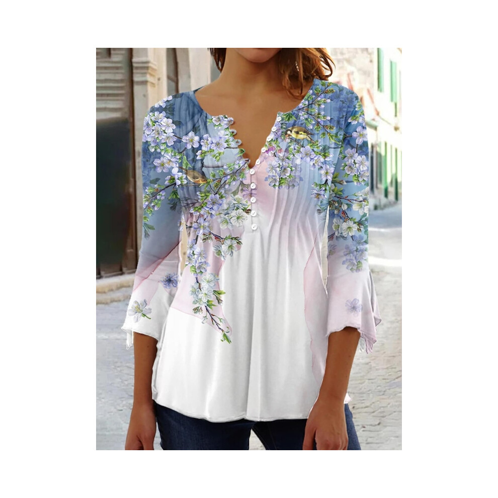 Maxpower (Sky Blue, 5XL) Temperament Women Shirt Casual Weekend Holiday Shirt Women Long Sleeves Loose Elegant Shirt Women Top