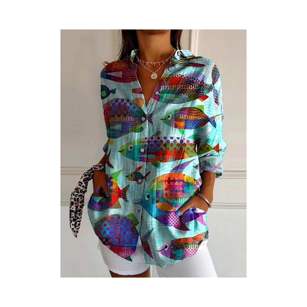(SN1810-MU, XXXL) new women's shirts Summer European and American fashion hot-selling three-quarter sleeve shirts Animal pattern 3D printing