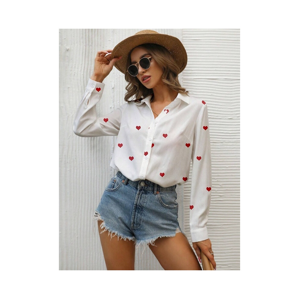 Maxpower (B25szx241117141116, L) Leopard Print 3D Print Women's Fashion Elegant Lapel Long Sleeve Shirt Urban Street Trend Fashion Women's Single Breasted Shir