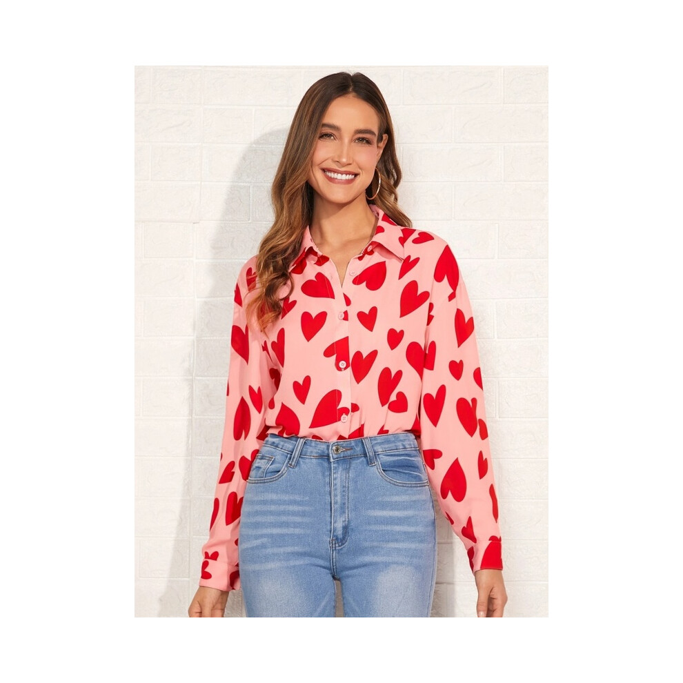 Maxpower (B25szx24111714118, M) Leopard Print 3D Print Women's Fashion Elegant Lapel Long Sleeve Shirt Urban Street Trend Fashion Women's Single Breasted Shirt Not,Specified