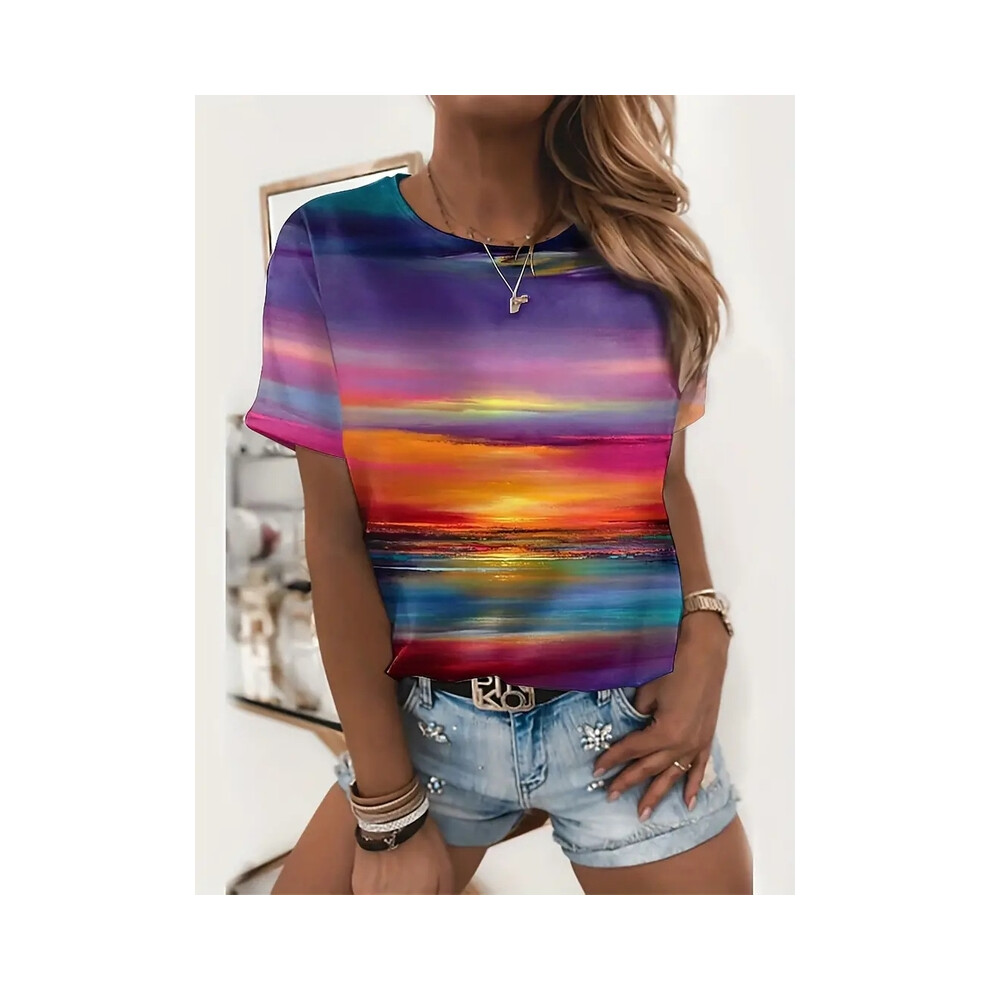 (9106, XXL) Cheap Clothes Shirts & Blouses Summer  Women's Clothing Sales Short Sleeve Camisetas 3D Print Cartoon T-shirts