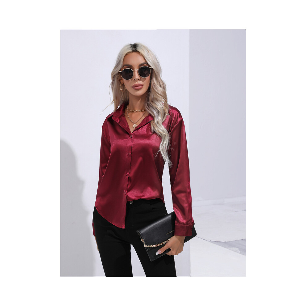 Maxpower (3, S) Blouses For Women Plus Size.blouses For Women Dressy Casual Plus Size Women's Blouse Satin Silk Blusas De Mujer Tendencia