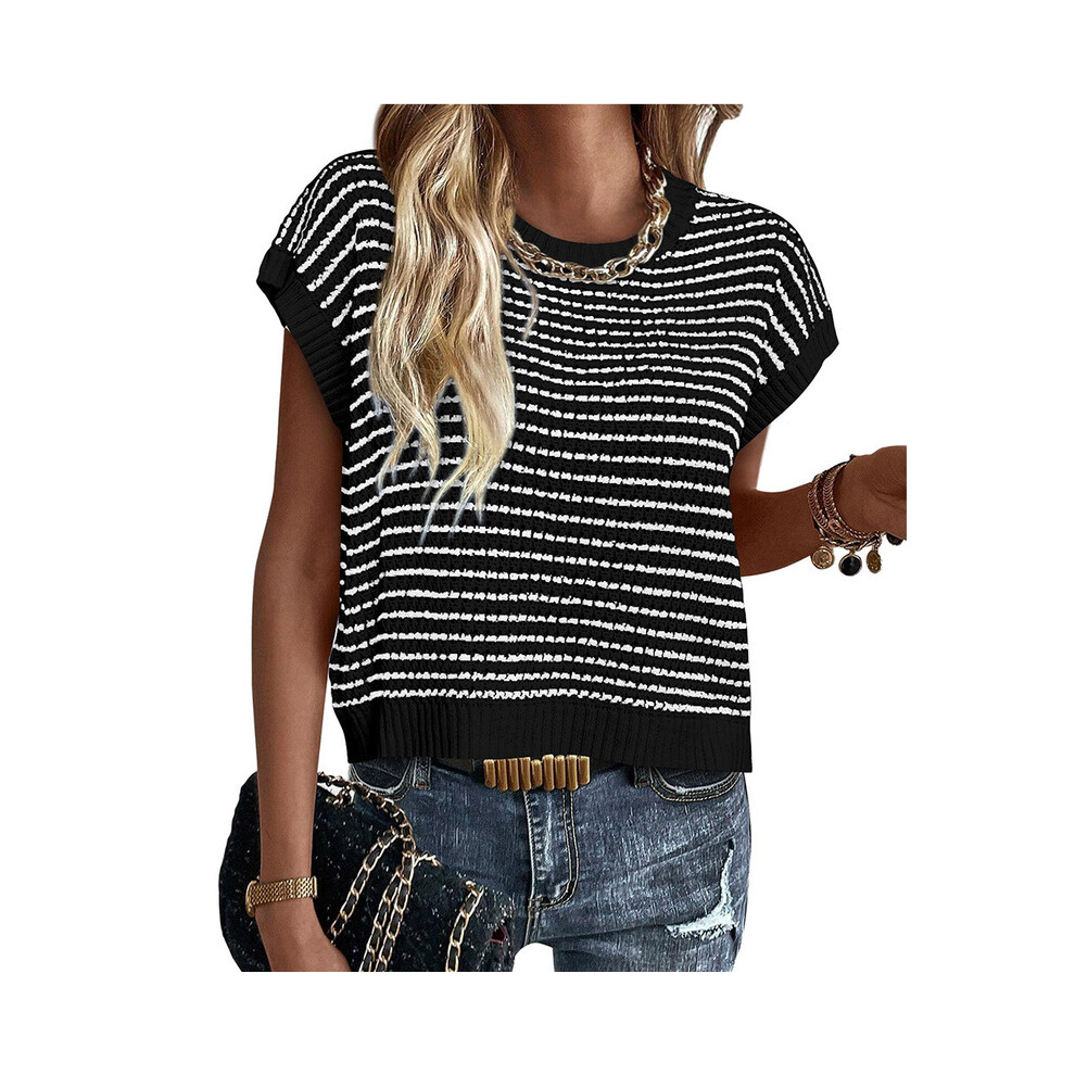 (BKK079-1, L) Casual Loose Striped Blouses For Women Fashion  Summer Vintage Women's Oversized Shirts And Blouses Elegant Youth Female Top