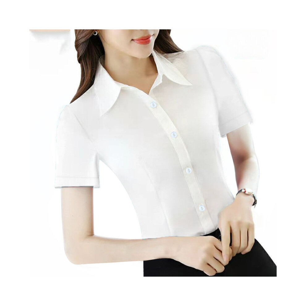Maxpower (002033White, Xxxl) White Shirt Women Chiffon Dress Shirt Long Sleeve Blouses Slim Women Tops Ol Korean Fashion Women Shirts Autumn Working Clothes