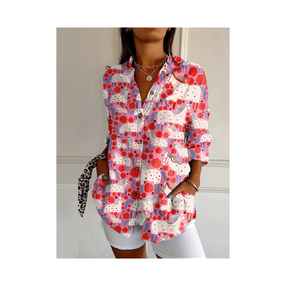 Maxpower (Yk1867, Xxxl) New Women's Long Shirt Summer European And American Trendy Half-Sleeved Shirt Tiger Pattern Printed 3D Shirt