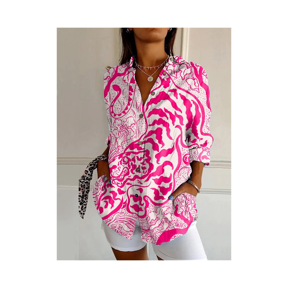 Maxpower (Yk1887-, Xxxl) New Women's Long Shirt Summer European And American Trendy Half-Sleeved Shirt Tiger Pattern Printed 3D Shirt