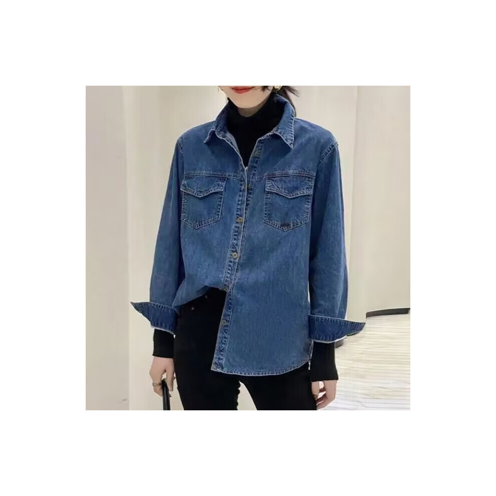 (Picture version, S) Elegant Women Blouse Shirt Denim Autumn New Ropa Mujer Tendencia  Women Blouse Gömlek Ve Bluz Camisa De Dama Manga Larga