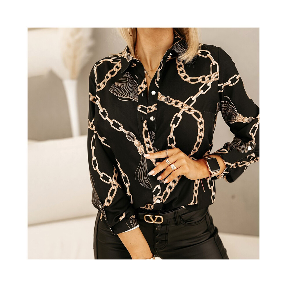 (Black, L) Vintage Blouse Shirt Silk Tops Elegant Long Sleeve Loose Womens Blouses Camisas De Mujer Spring Autumn Streetwear Women Clothes