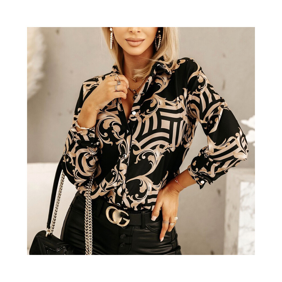 (Black B, S) Vintage Blouse Shirt Silk Tops Elegant Long Sleeve Loose Womens Blouses Camisas De Mujer Spring Autumn Streetwear Women Clothes