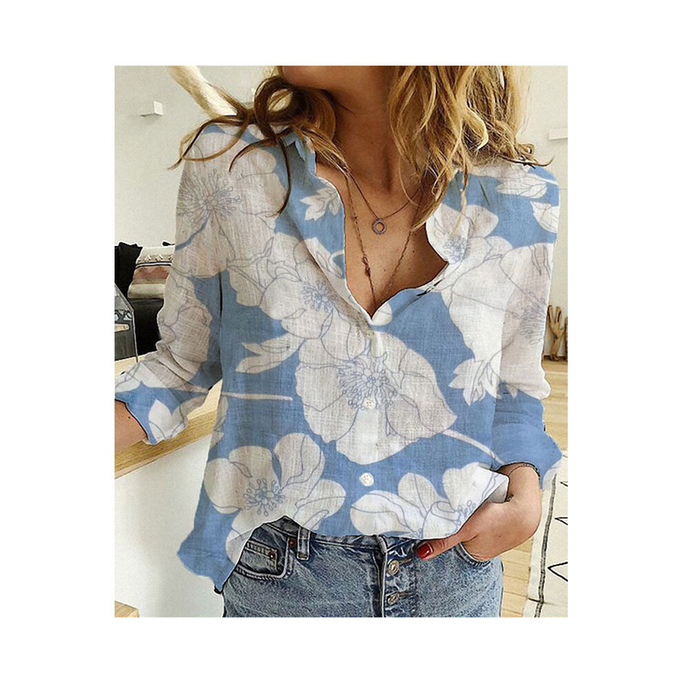 (QU437-18, 2XL) Solid Casual Loose Shirts For Women Autumn Vintage Women's Oversized Shirts And Blouses Fashion Elegant Youth Female Tops