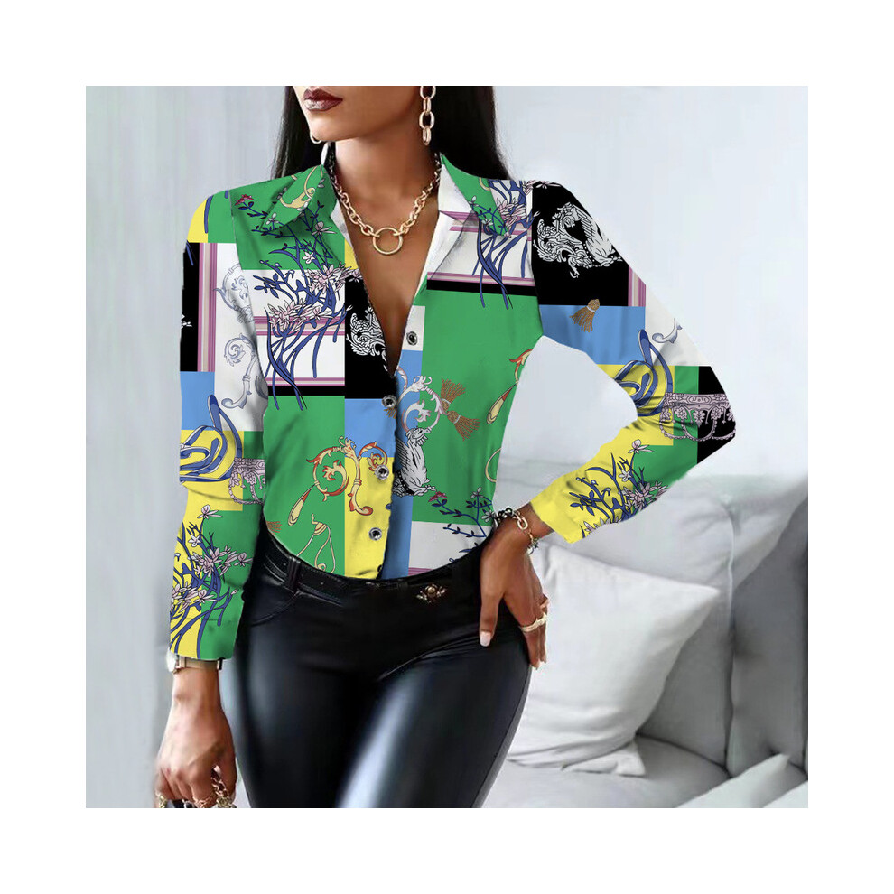 (39, S) Women's Blouse Fashion Print Long Sleeve Tops Black Elegant Shirts & Blouses Autumn Youthful Woman Clothes New Arrivals