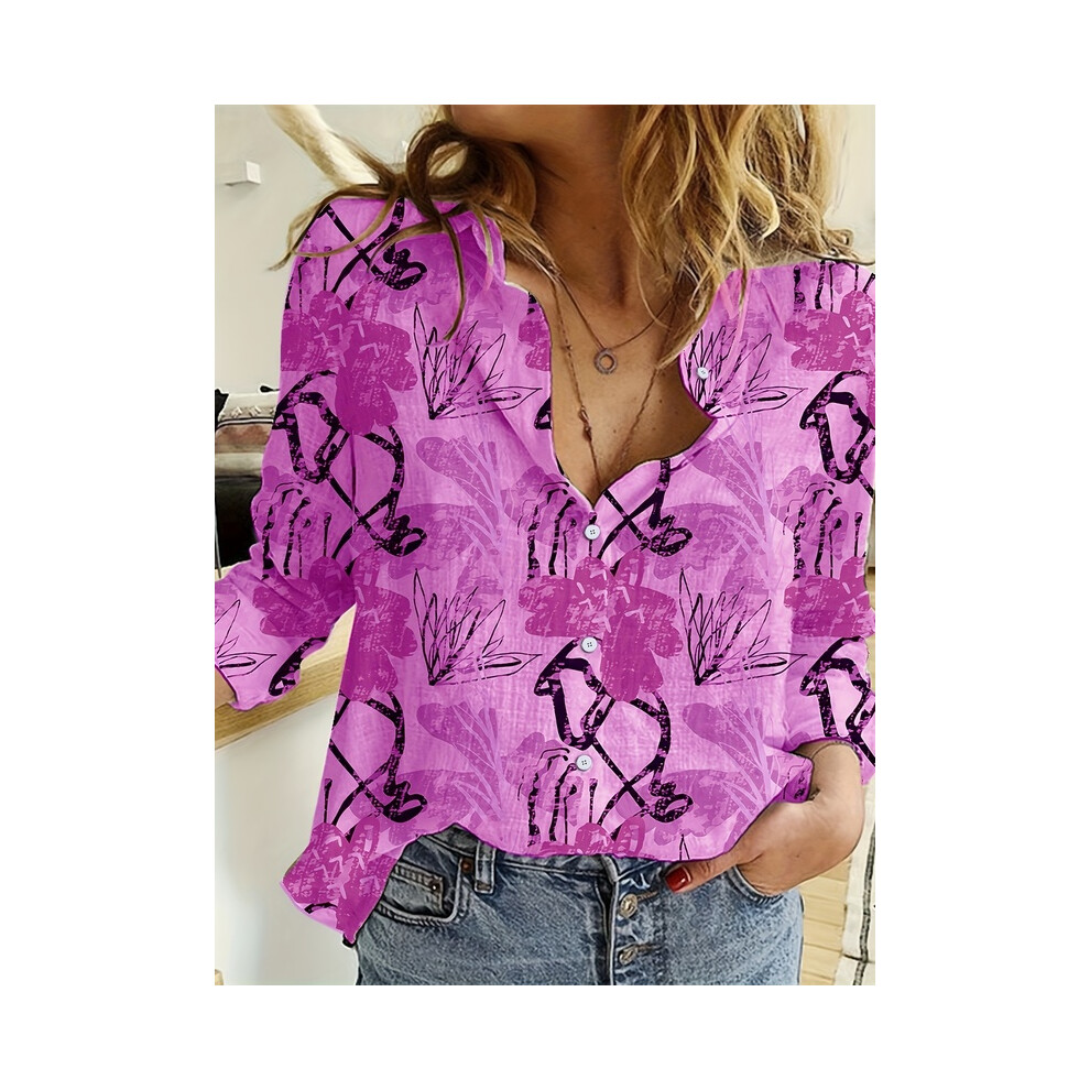(B25SLTHN232512B, XXL) Fashion Green Leaf Printed Women's Shirt New Elegant Women's Shirt  Spring Summer Long Sleeve Button Up Blouse Blusa Mujer-image-OPC-PG8YGR9-NEW