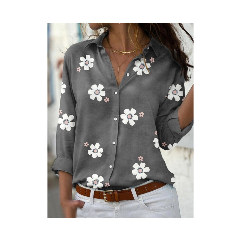 Maxpower (Gray, Xl) Elegant Women Shirt Fashion Casual Shirt Ladies Long Sleeve Loose Top