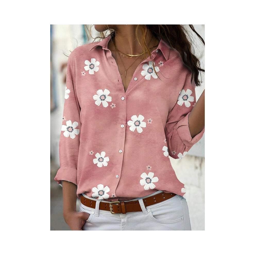 Maxpower (Pink, 4XL) Elegant Women Shirt Fashion Casual Shirt Ladies Long Sleeve Loose Top