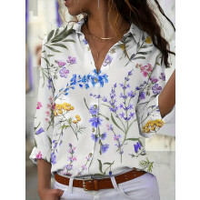 (AH213, 6XL) Women's shirt casual loose soft comfortable button lapel fashion shirt sun shade breathable women's slim shirt plus size