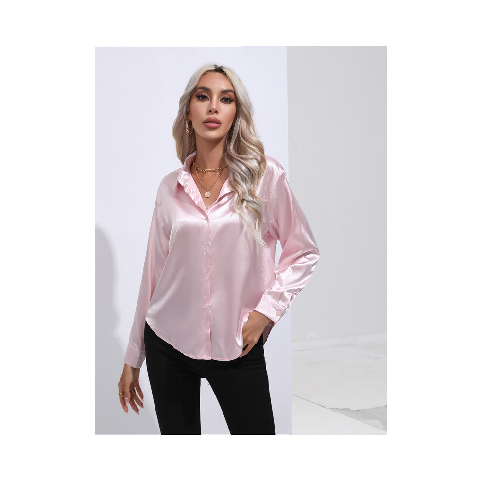 Maxpower (10, Xxl) Summer Trend Fashion Women's Casual Elegant Satin Long Sleeved Shirt Office Women's Shirts And Blouses Slim Femal Clothes