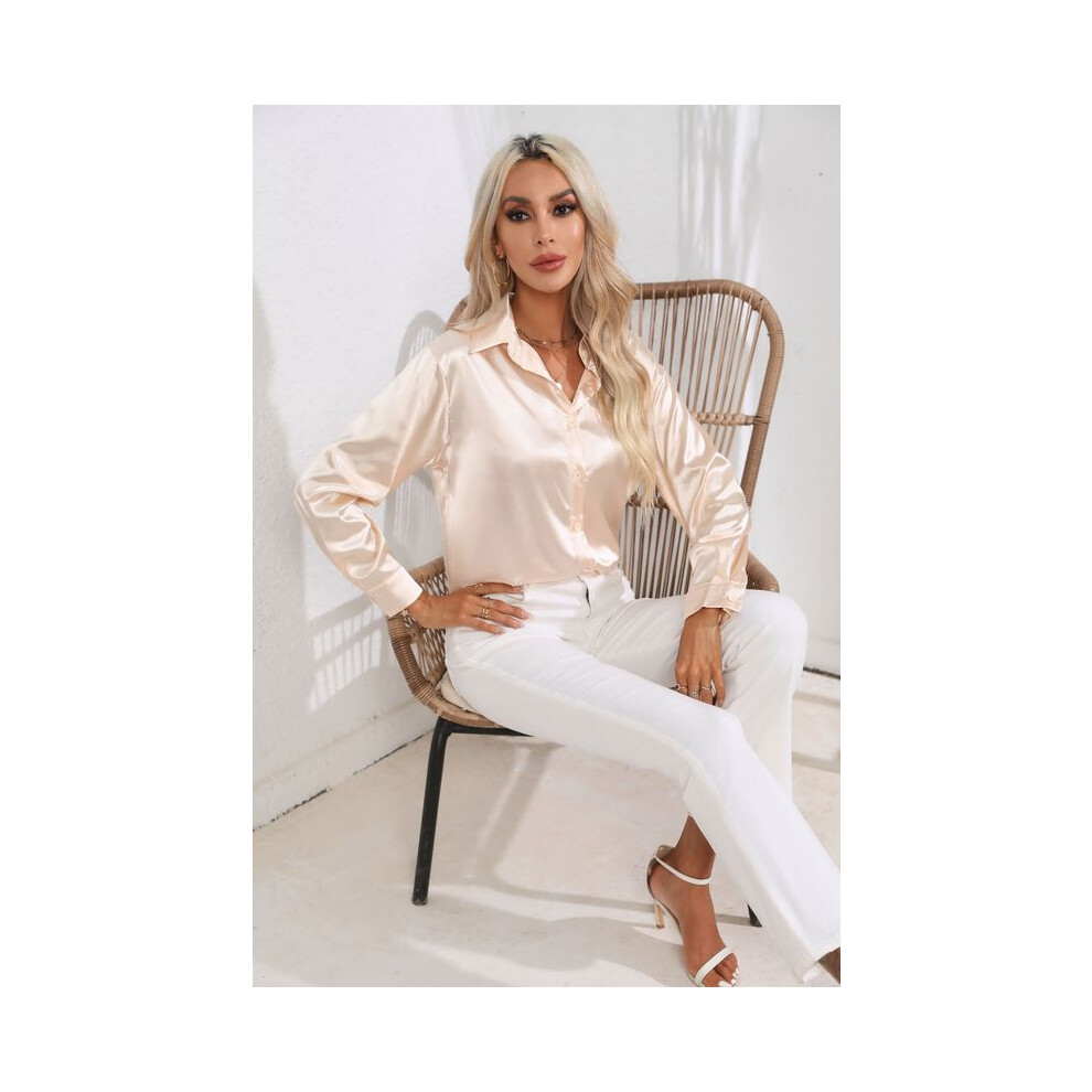 Maxpower (6, Xxl) Summer Trend Fashion Women's Casual Elegant Satin Long Sleeved Shirt Office Women's Shirts And Blouses Slim Femal Clothes