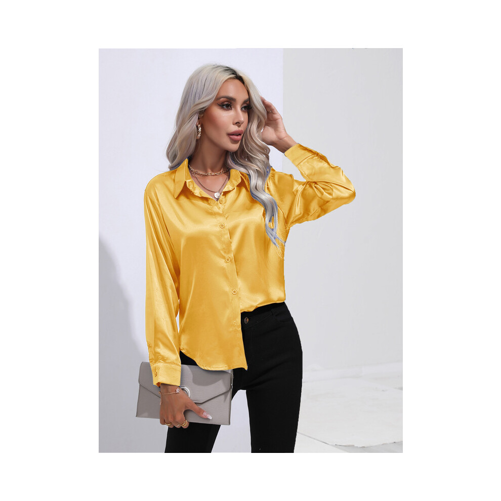 Maxpower (9, Xxl) Summer Trend Fashion Women's Casual Elegant Satin Long Sleeved Shirt Office Women's Shirts And Blouses Slim Femal Clothes