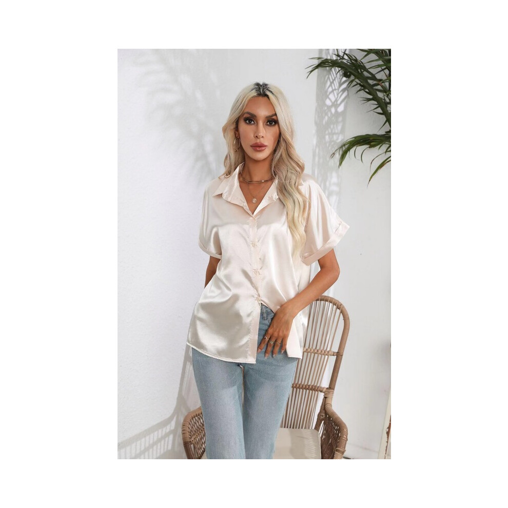 Maxpower (C, L) Summer Trend Fashion Women's Casual Elegant Satin Long Sleeved Shirt Office Women's Shirts And Blouses Slim Femal Clothes