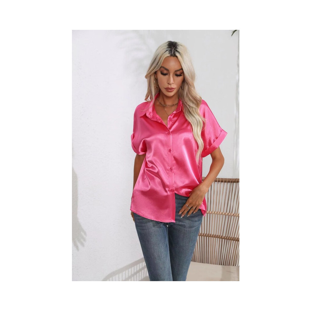 Maxpower (D, Xxl) Summer Trend Fashion Women's Casual Elegant Satin Long Sleeved Shirt Office Women's Shirts And Blouses Slim Femal Clothes