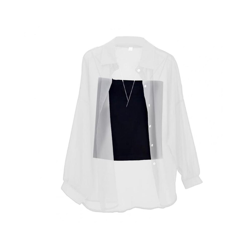 (White, XL) Lapel Long Sleeve Women Shirt Women's Summer Chiffon Lapel Shirt Coat Long Sleeve Single Breasted Thin Sun for Women