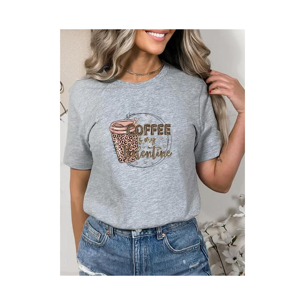 (VCL33764, XXXL) Coffee Love Trend Life 90s Short Sleeve Summer Clothes Print Graphic T-shirt Lady Fashion Women Female Shirt Tee