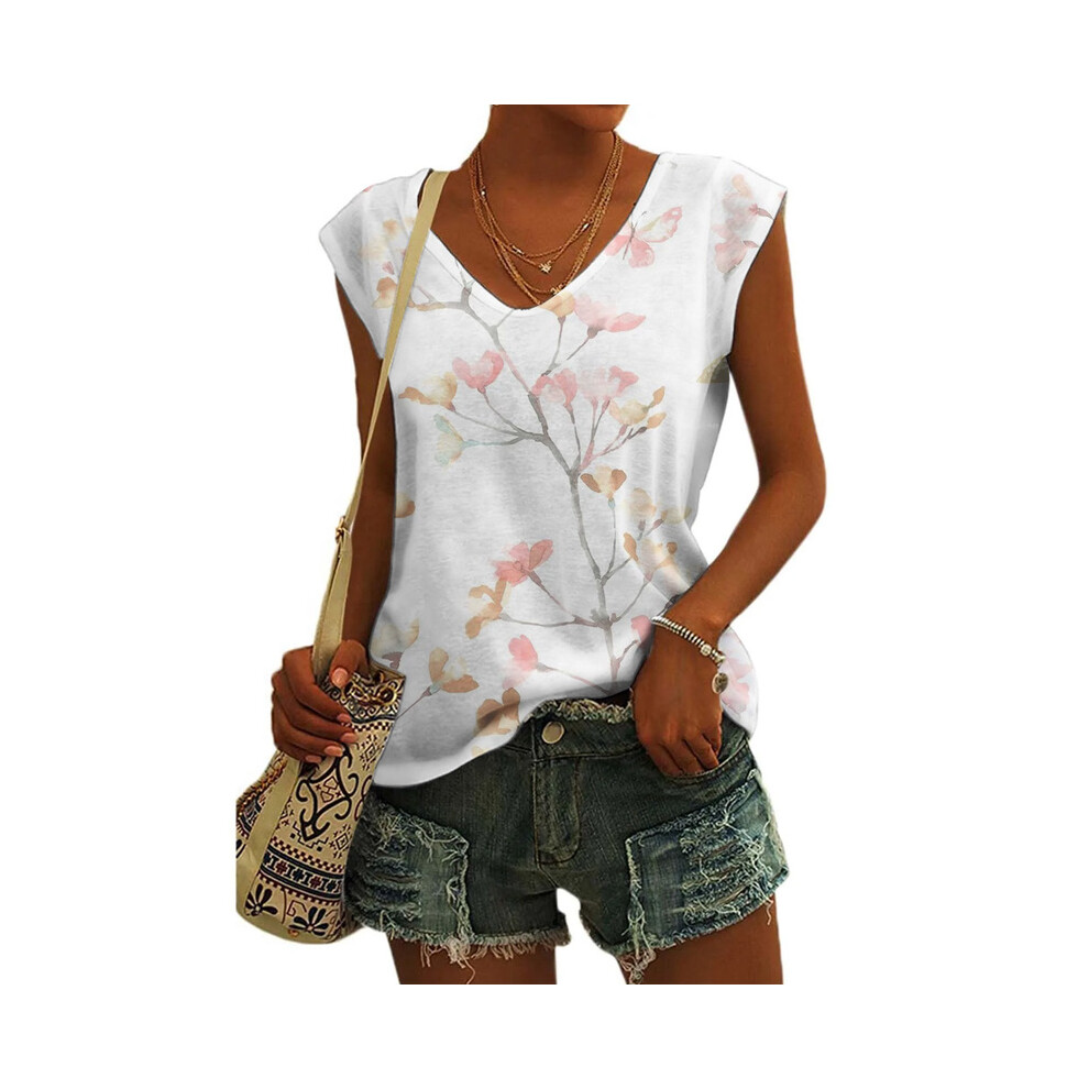 (A3KLCZ56113217, XXXL) Women's Sleeveless T-Shirt Casual Loose Fit Tank Tops Basic Tank Tops Fashion Beach Ladies Summer Tops Cap Short Sleeve Tees